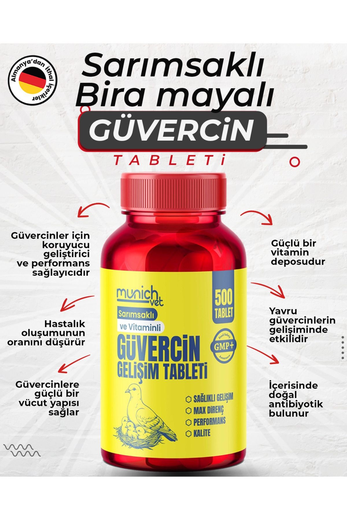 Sarımsaklı Bira Mayalı Güvercin Tablet 500 tablet