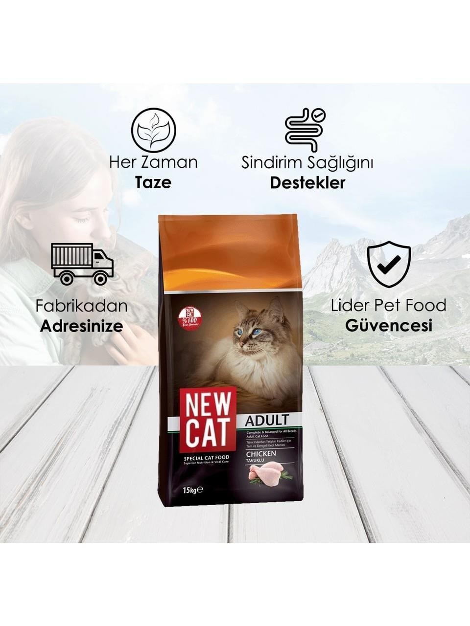New Cat Tavuklu Yetişkin Kedi Maması 2 Kg -  Bölünmüş Ürün
