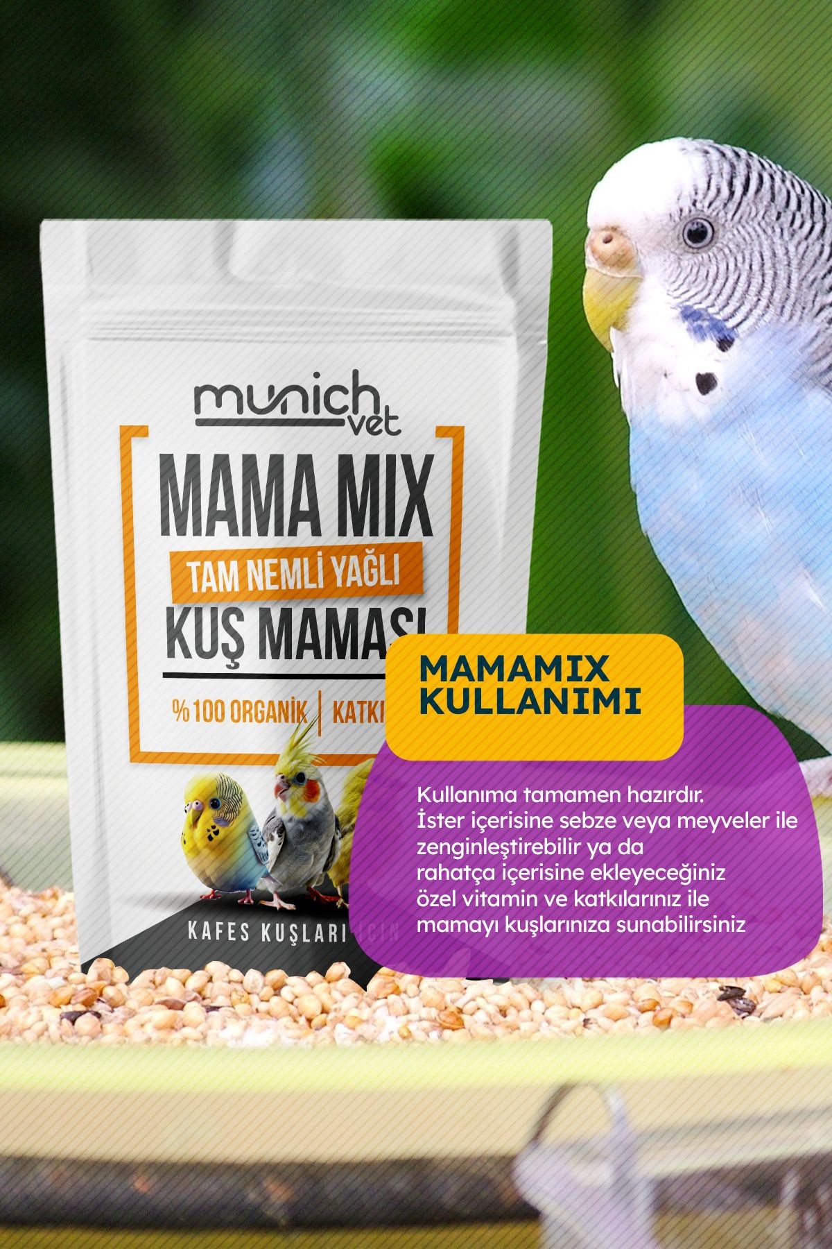 Mama Mix Kafes Kuşları Için Nemli Tam Yağlı Mama 1 Kg
