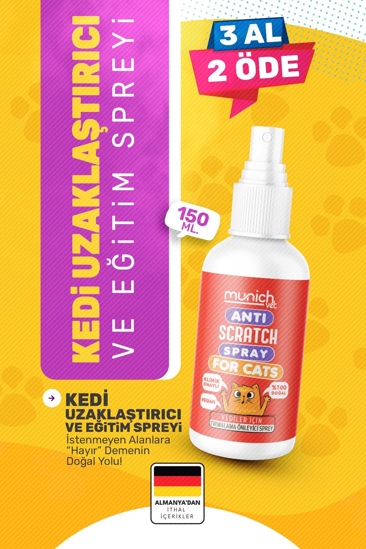 Doğal Kedi Uzaklaştırıcı Ve Eğitim Spreyi 150 ml