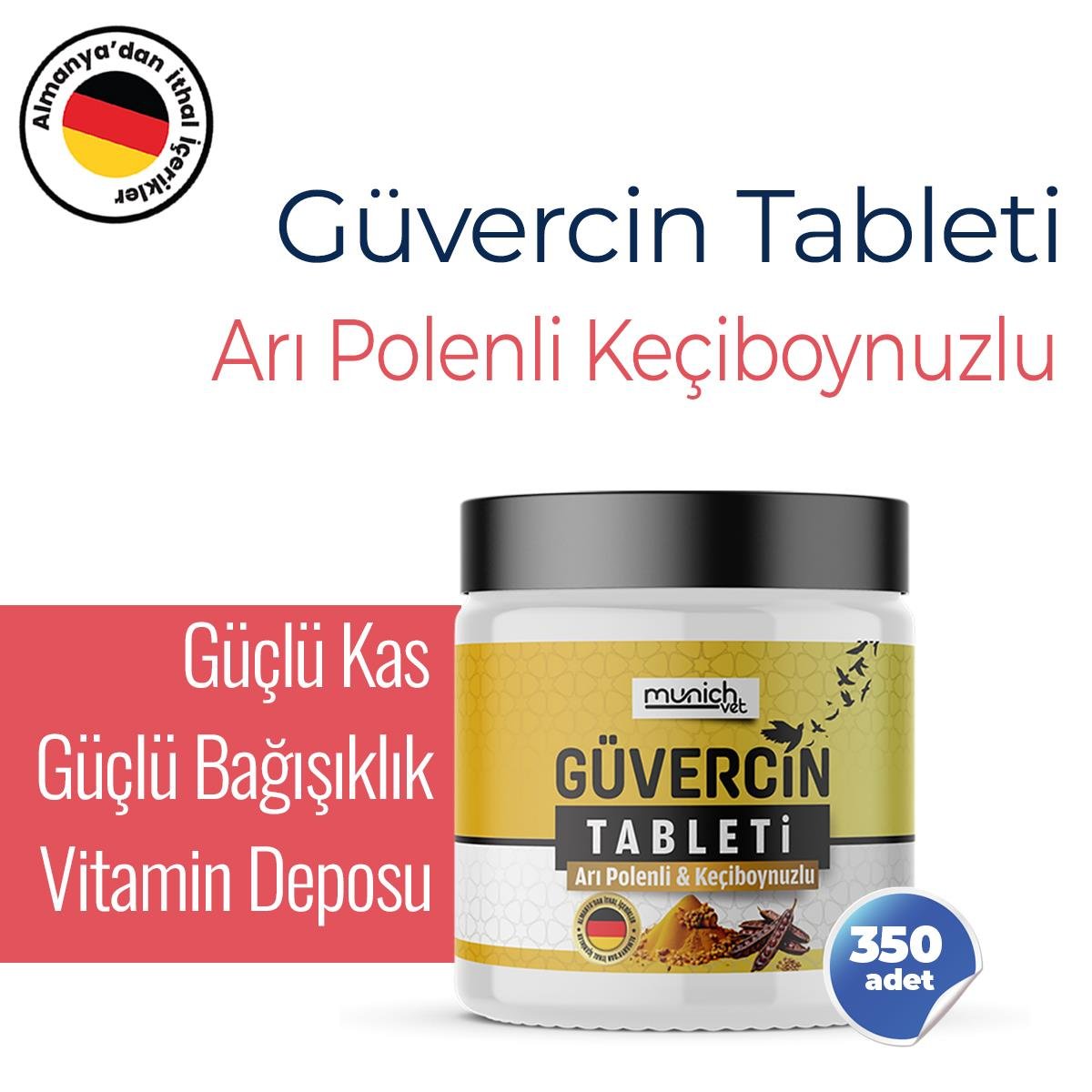 Arı Polenli ve Keçiboynuzlu Güvercin Tableti | 350–400 Adet – Munich Vet