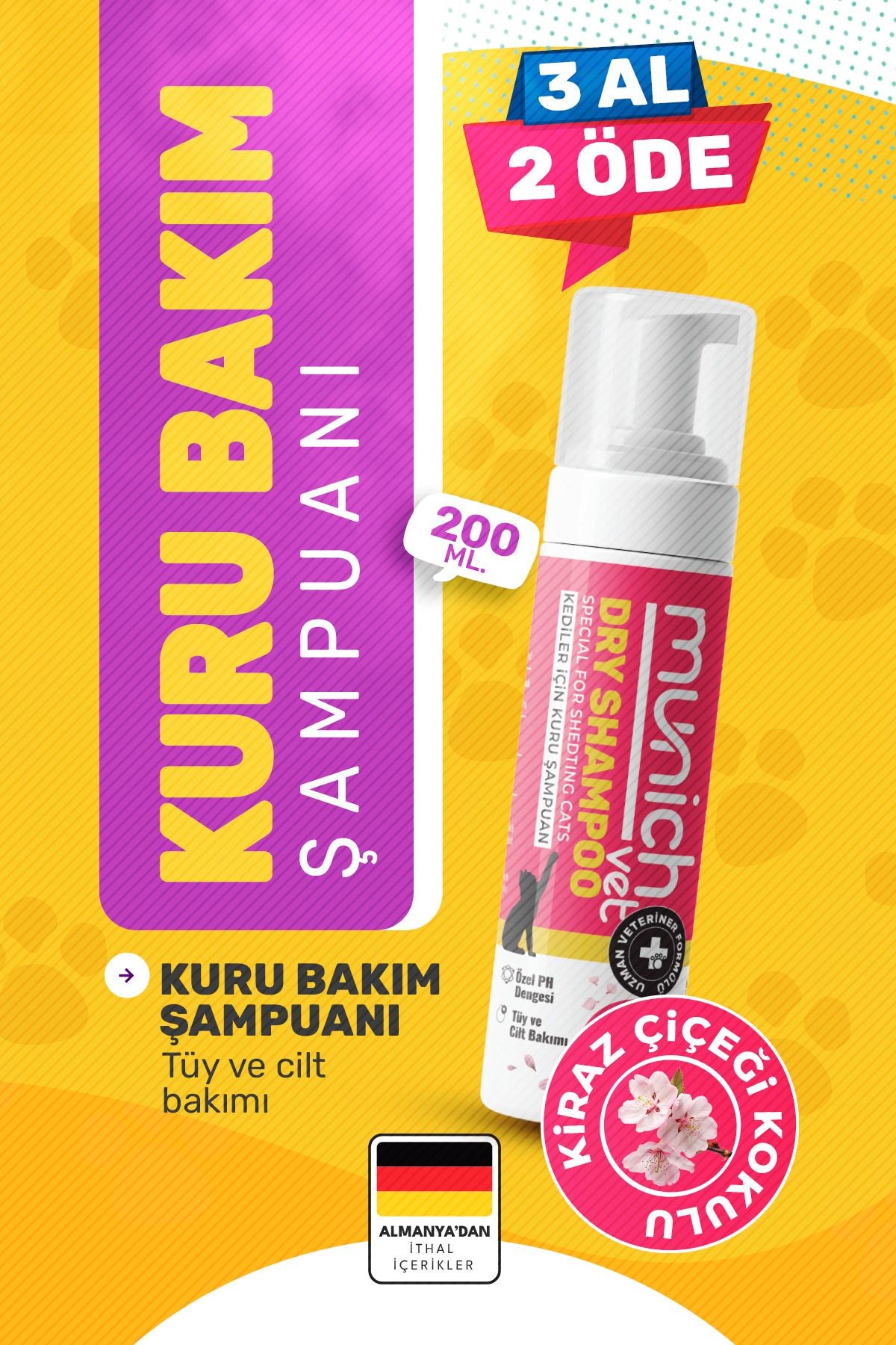 Kuru Bakım Şampuanı Kiraz Çiçeği Kokulu 200 ml