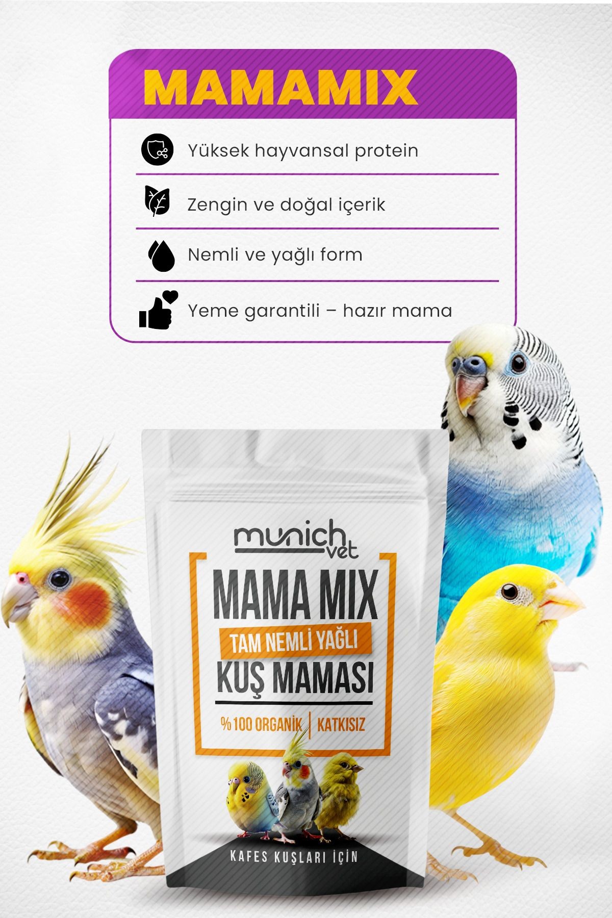 Mama Mix Kafes Kuşları Için Nemli Tam Yağlı Mama 1 Kg