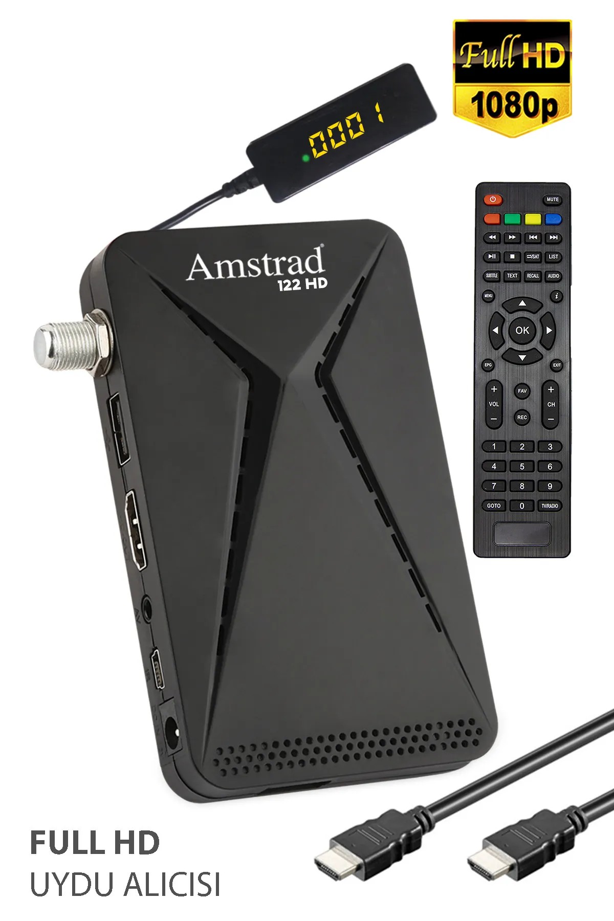 Amstrad 122 HD TKGS Full HD Uydu Alıcısı | HDMI - USB Girişli - Otomatik Kanal Güncelleme