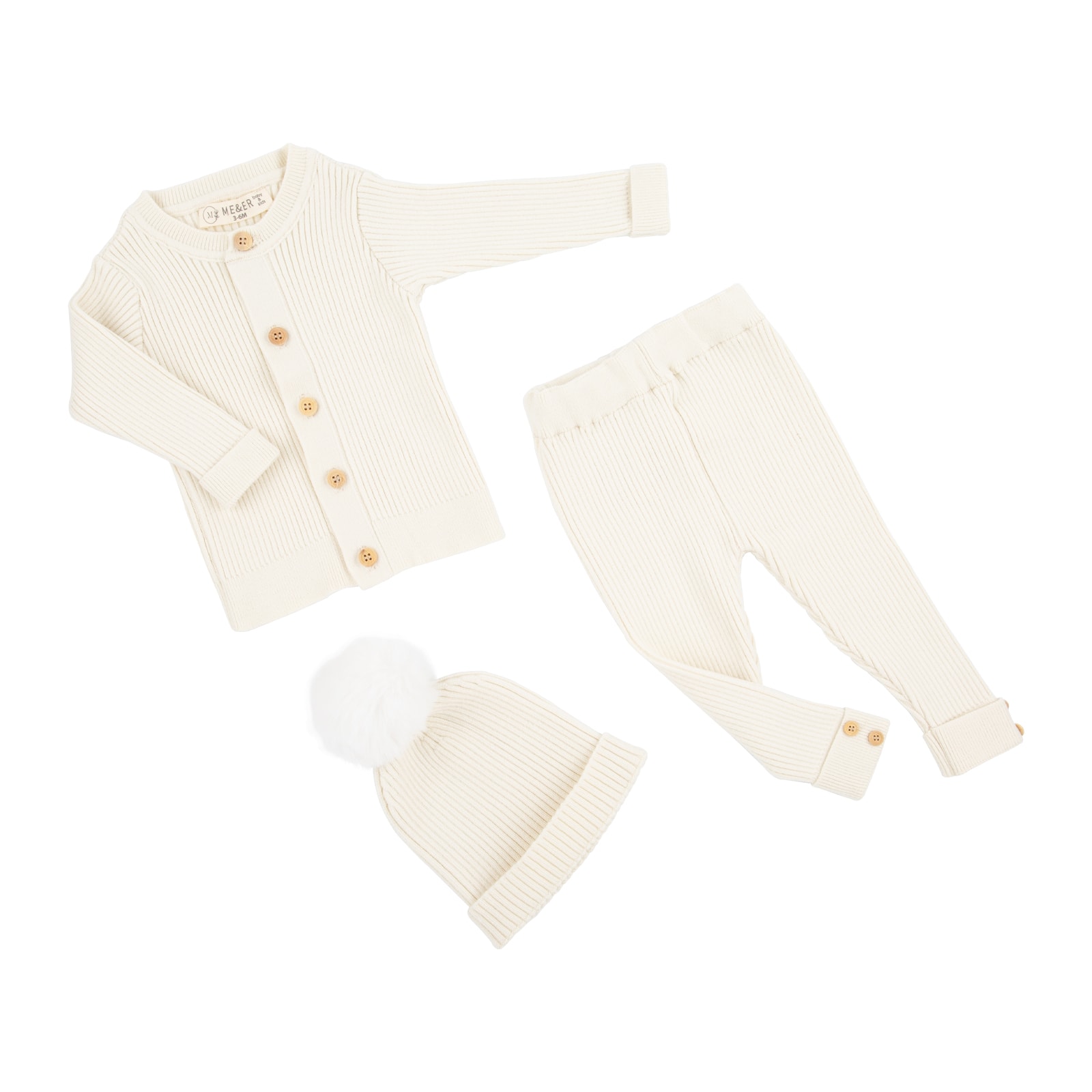 Şapkalı Triko Takım - beyaz