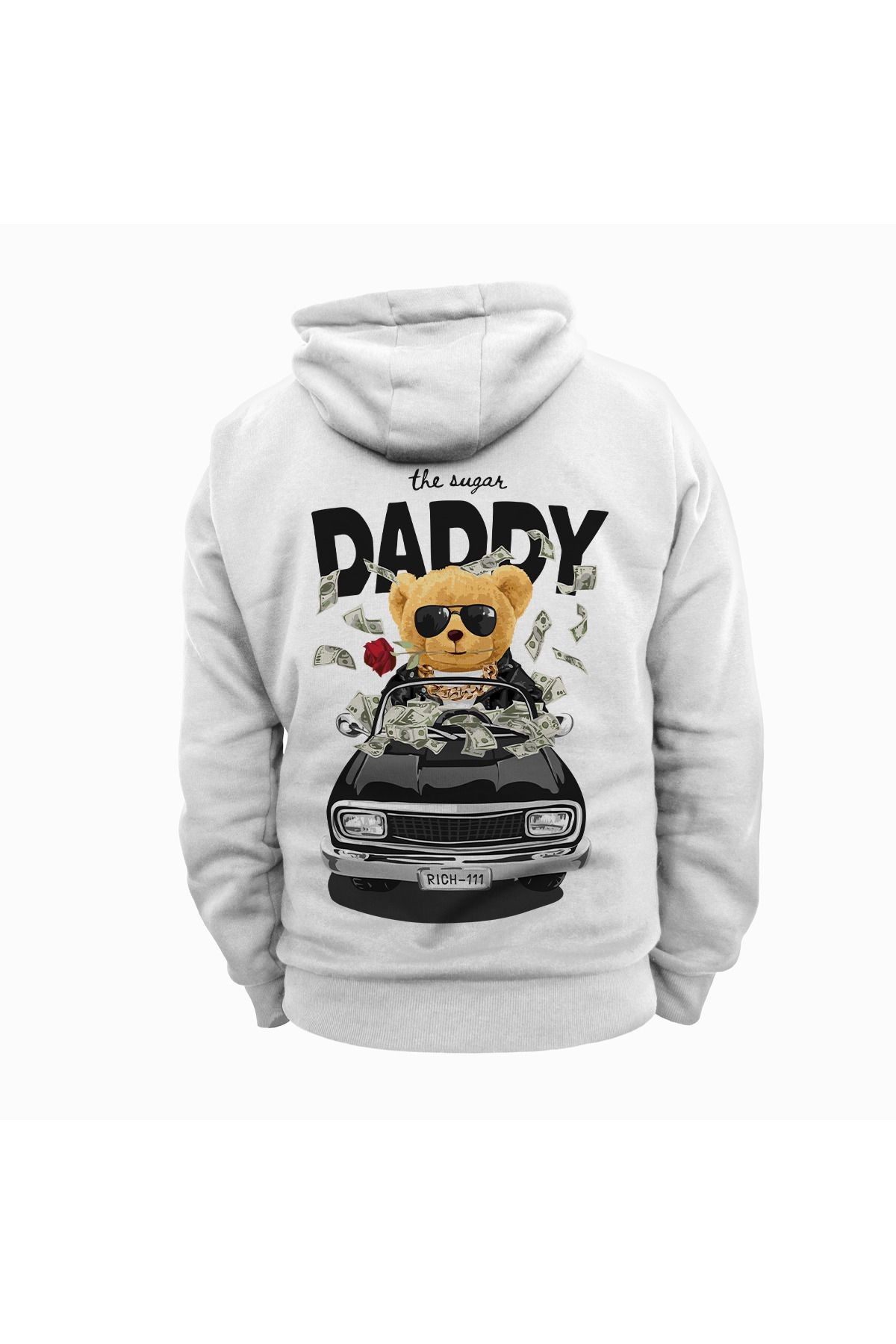 The Sugar Daddy Beyaz Kapüşonlu Sweatshirt Kalın Kumaş