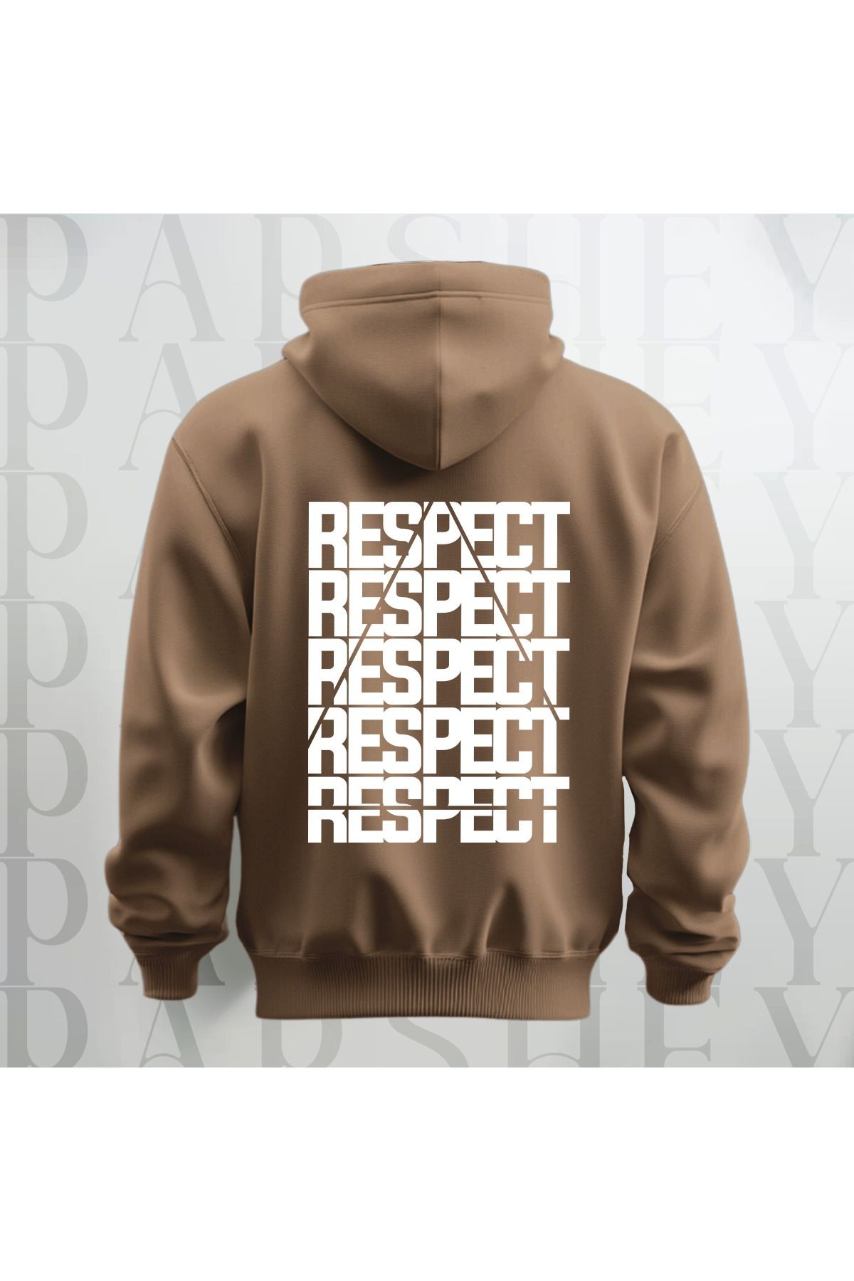 Respect Baskılı Kapüşonlu Sweatshirt Hoodie Kalın Kumaş 3 İplik Şardonlu