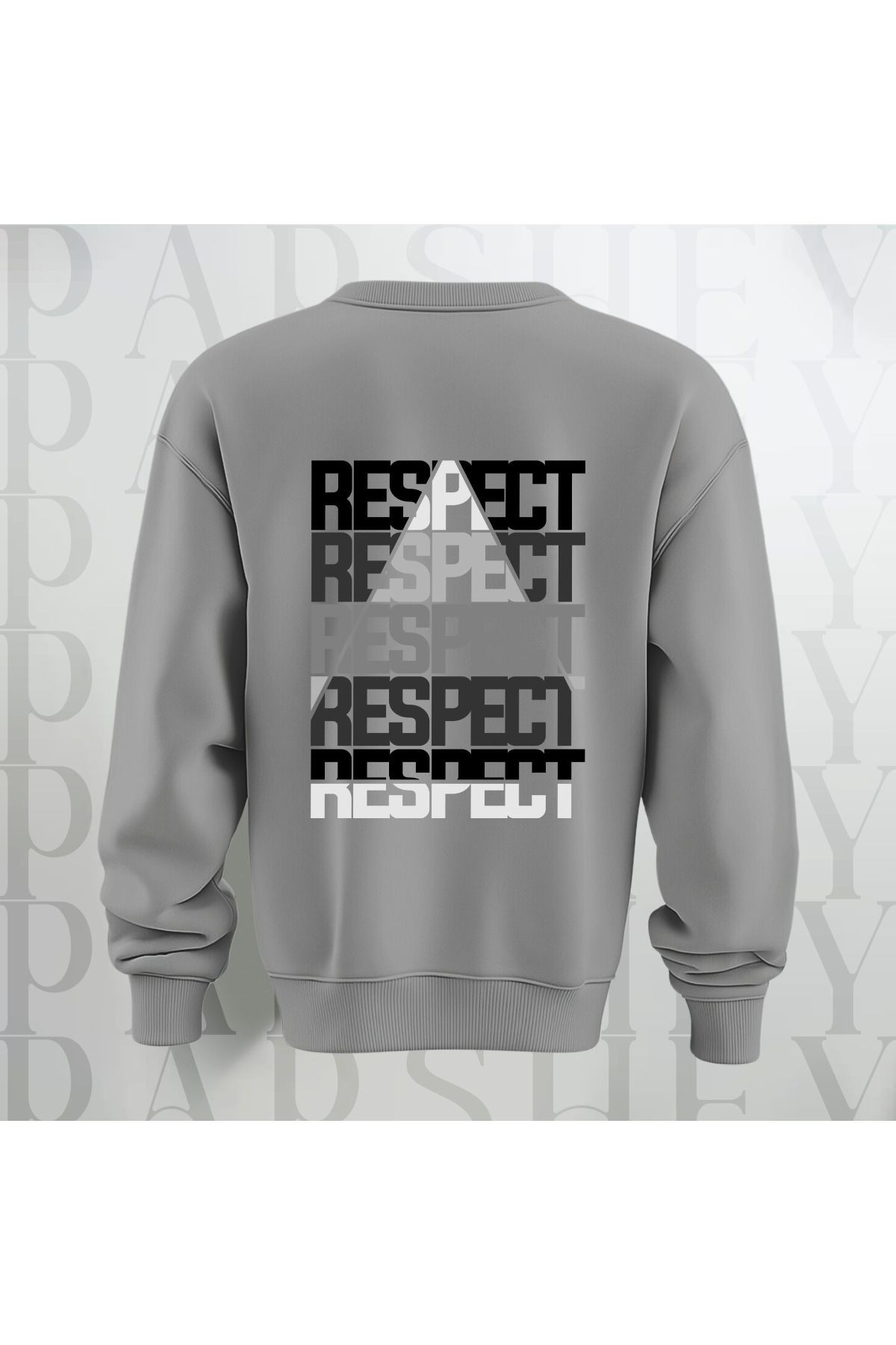 Respect Baskılı Kalın Kumaş 3 İplik Yazı Baskılı Unisex Bisiklet Yaka Sweatshirt