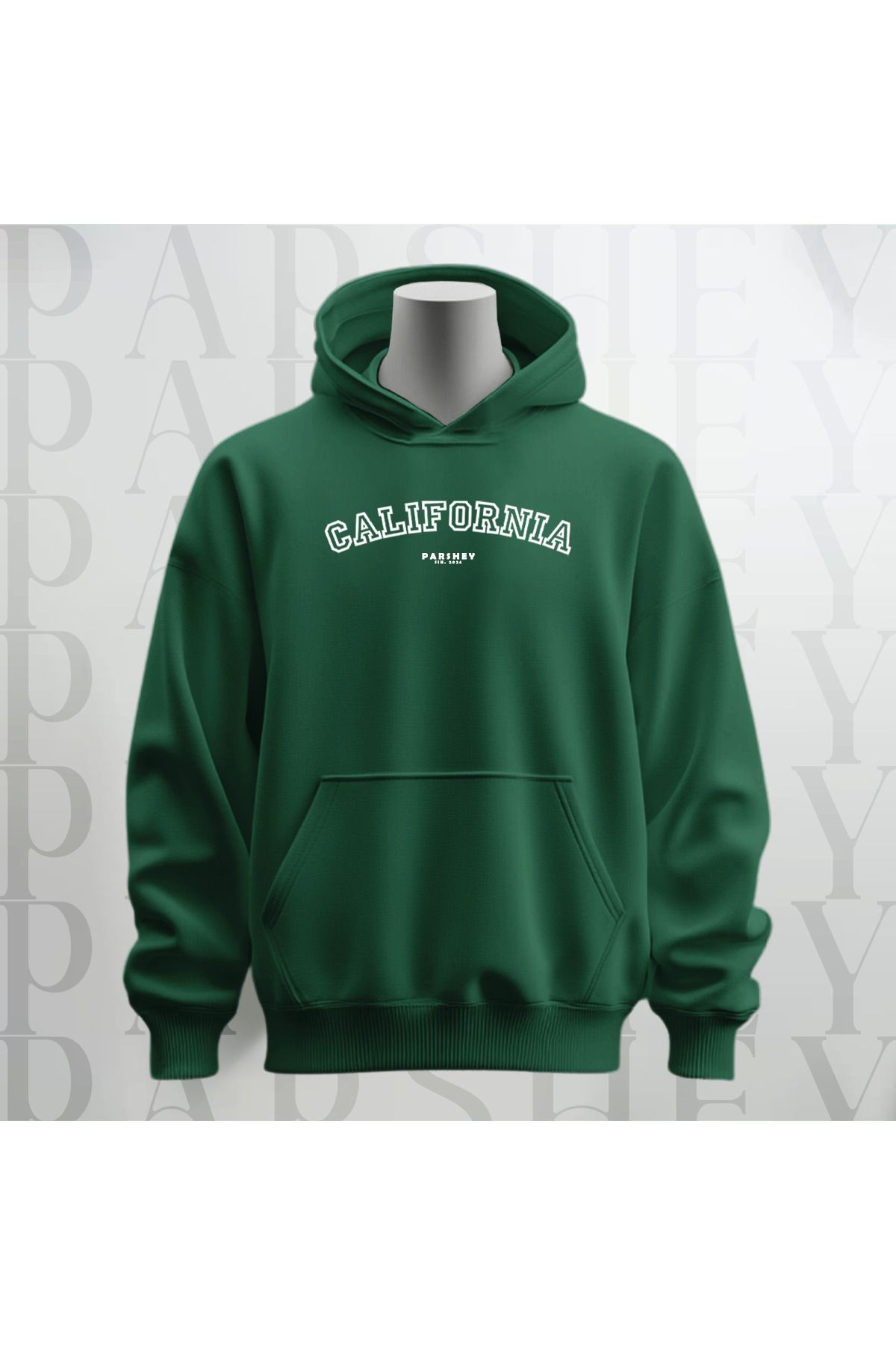 California Baskılı Kapüşonlu Sweatshirt Hoodie Kalın Kumaş 3 Iplik Şardonlu