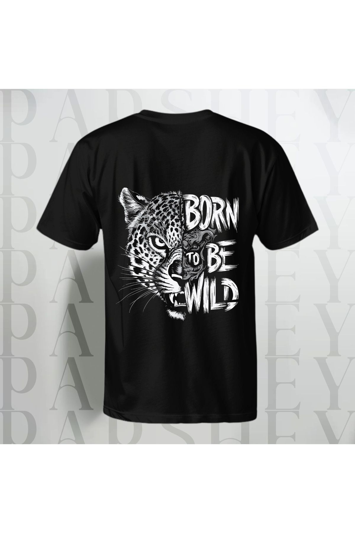 Born To Be Wild Tiger Baskılı Unisex Yarım Kollu Bisiklet Yaka %100 Pamuk Oversize T-shirt