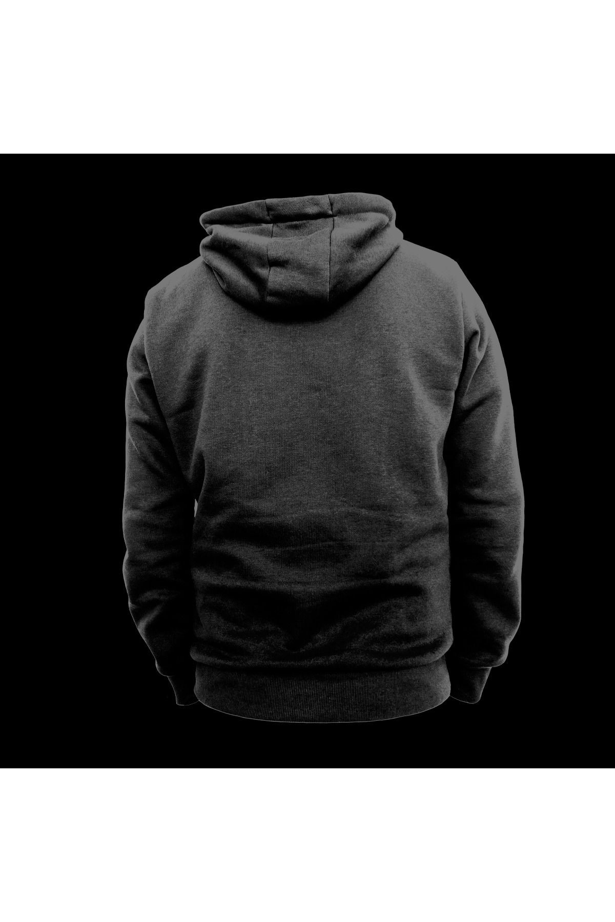 Alpha Baskılı Kapüşonlu Sweatshirt Hoodie Kalın Kumaş 3 İplik Şardonlu