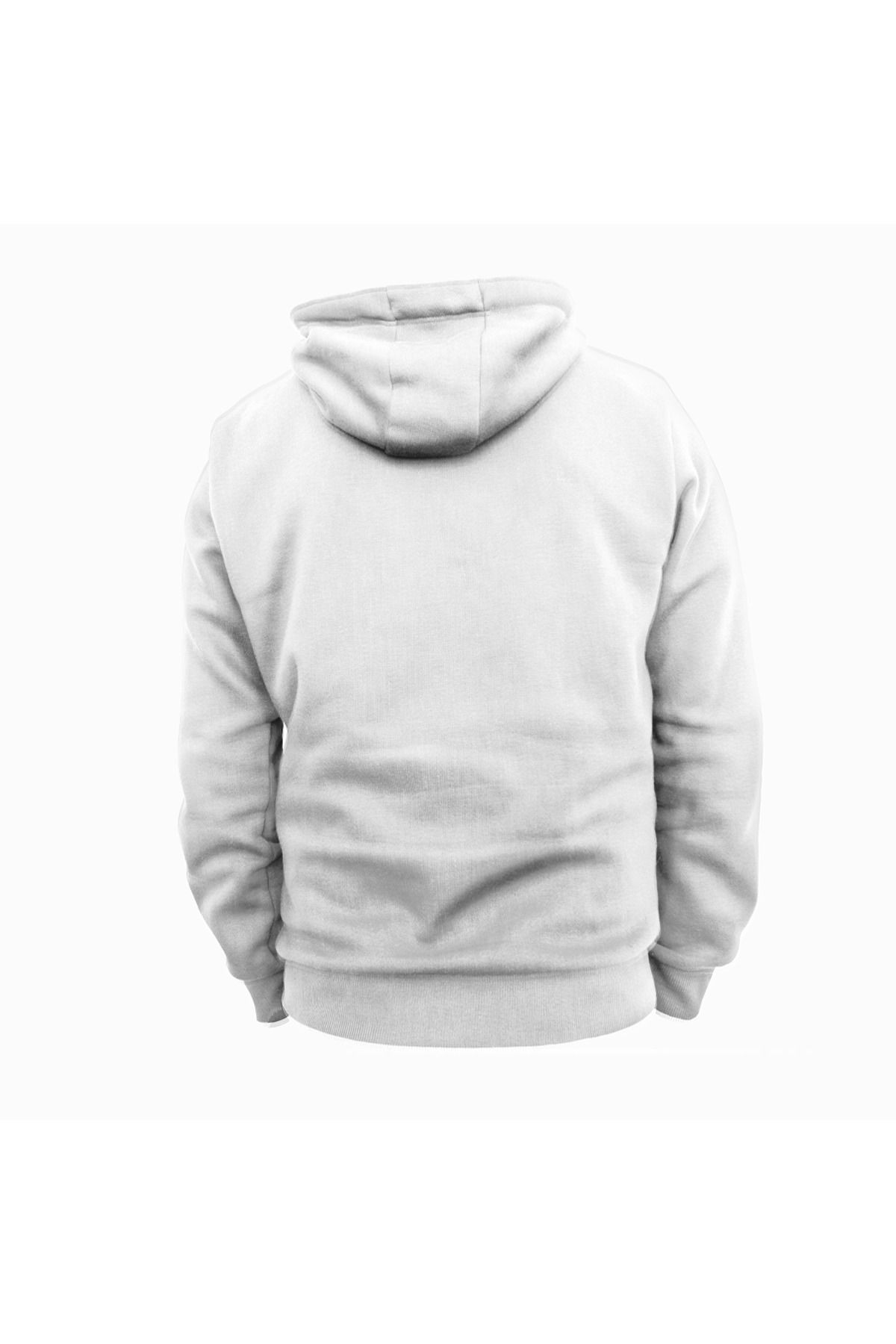 Ey Türk Gençliği Baskılı Beyaz Kapüşonlu Sweatshirt Hoodie Kalın Kumaş 3 İplik Şardonlu