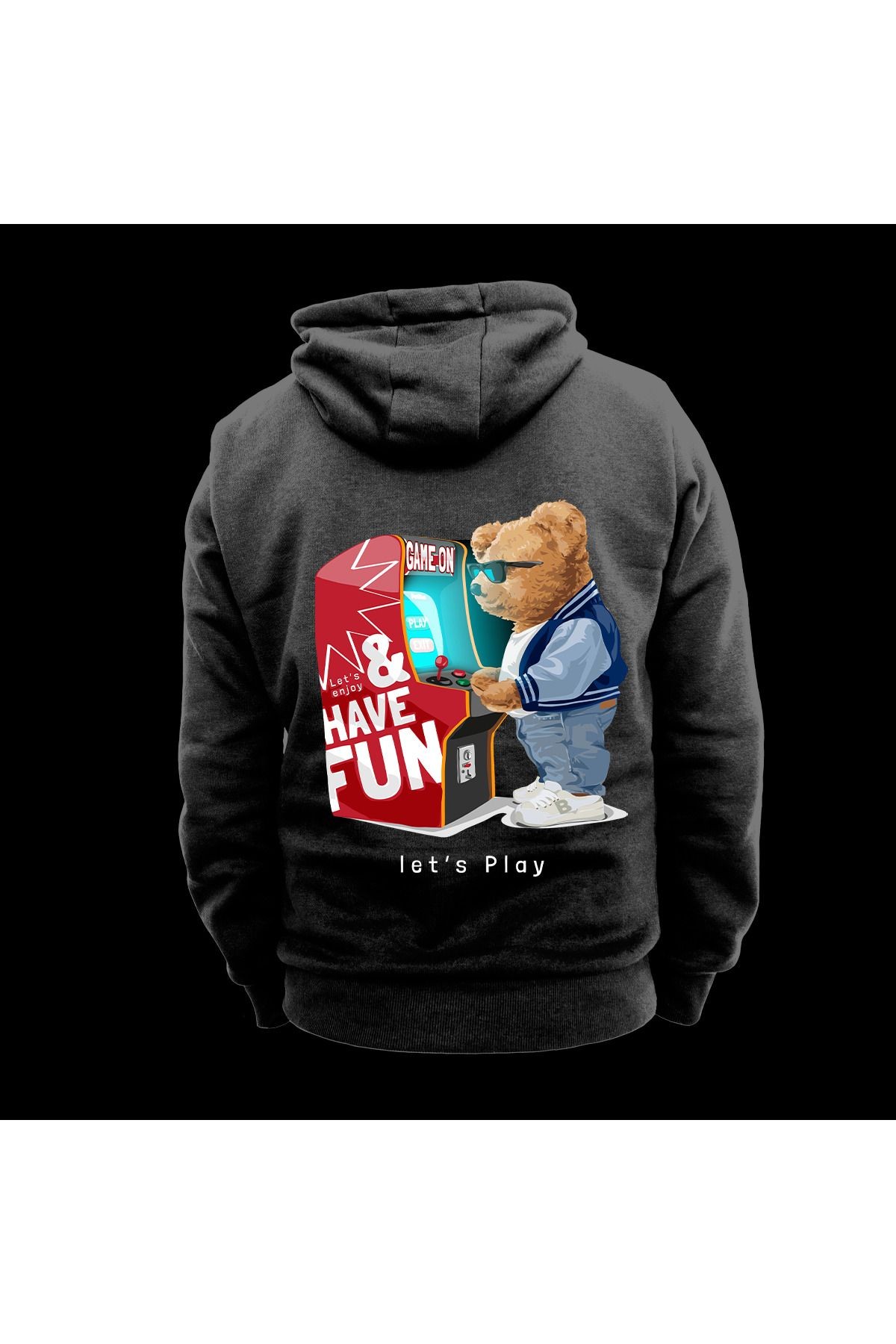 Have Fun Baskılı Kapüşonlu Sweatshirt Hoodie Kalın Kumaş 3 İplik Şardonlu