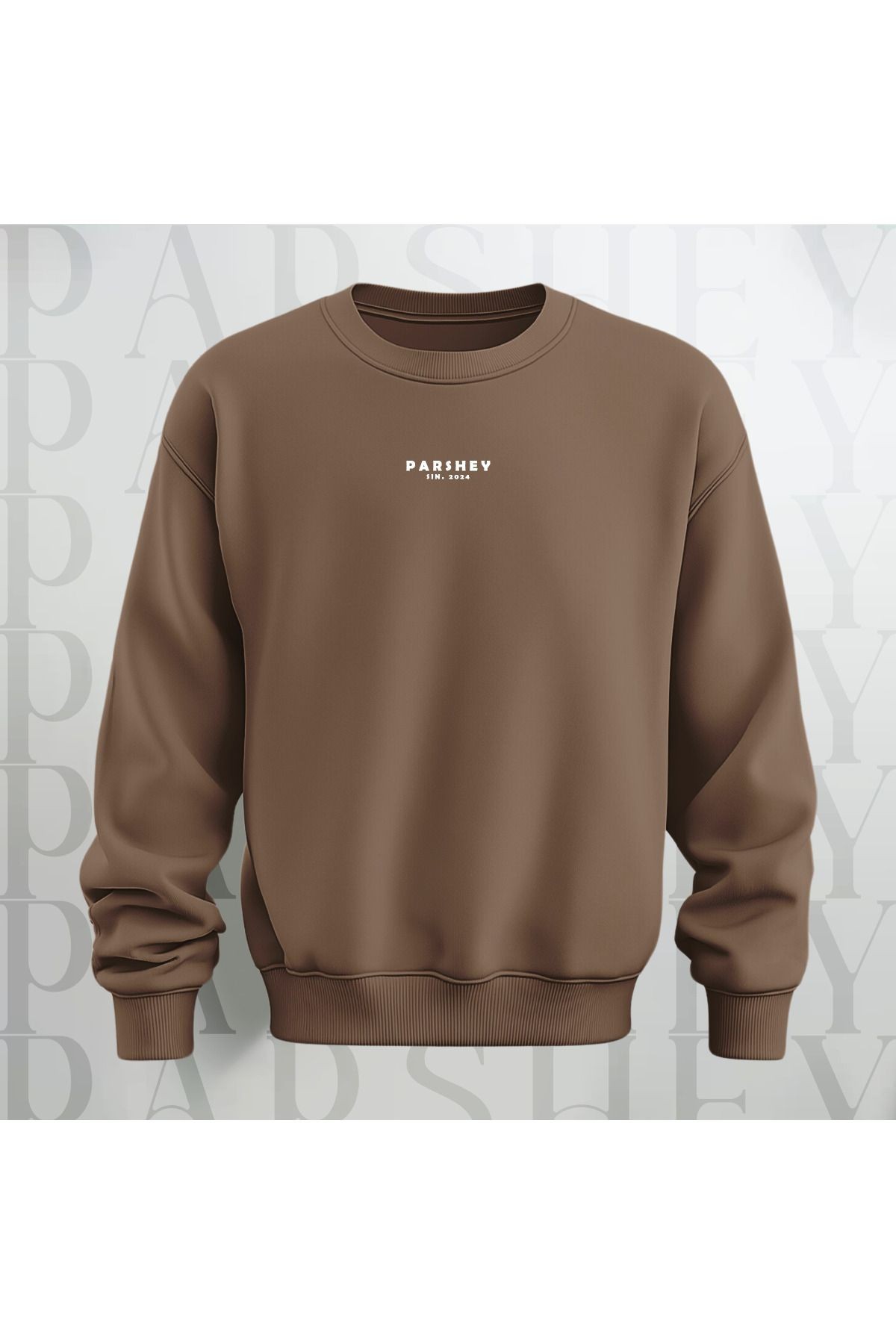 Take it Easy Yazı Sırt Baskılı Bisiklet Yaka Sweatshirt 3 İplik Şardonlu Oversize Kalıp Unisex