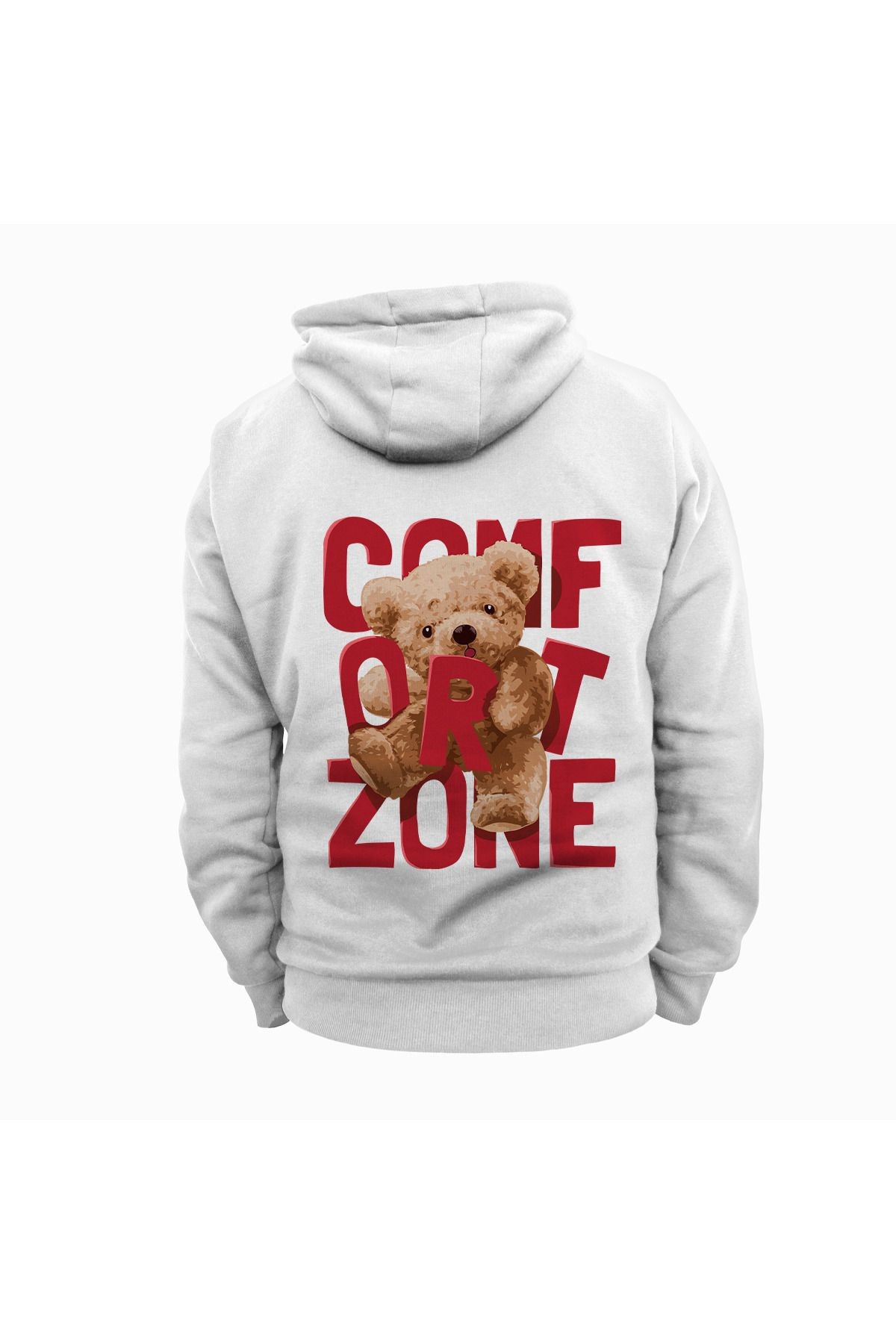 Comfort Zone Baskılı Kapüşonlu Sweatshirt Hoodie Kalın Kumaş 3 İplik Şardonlu