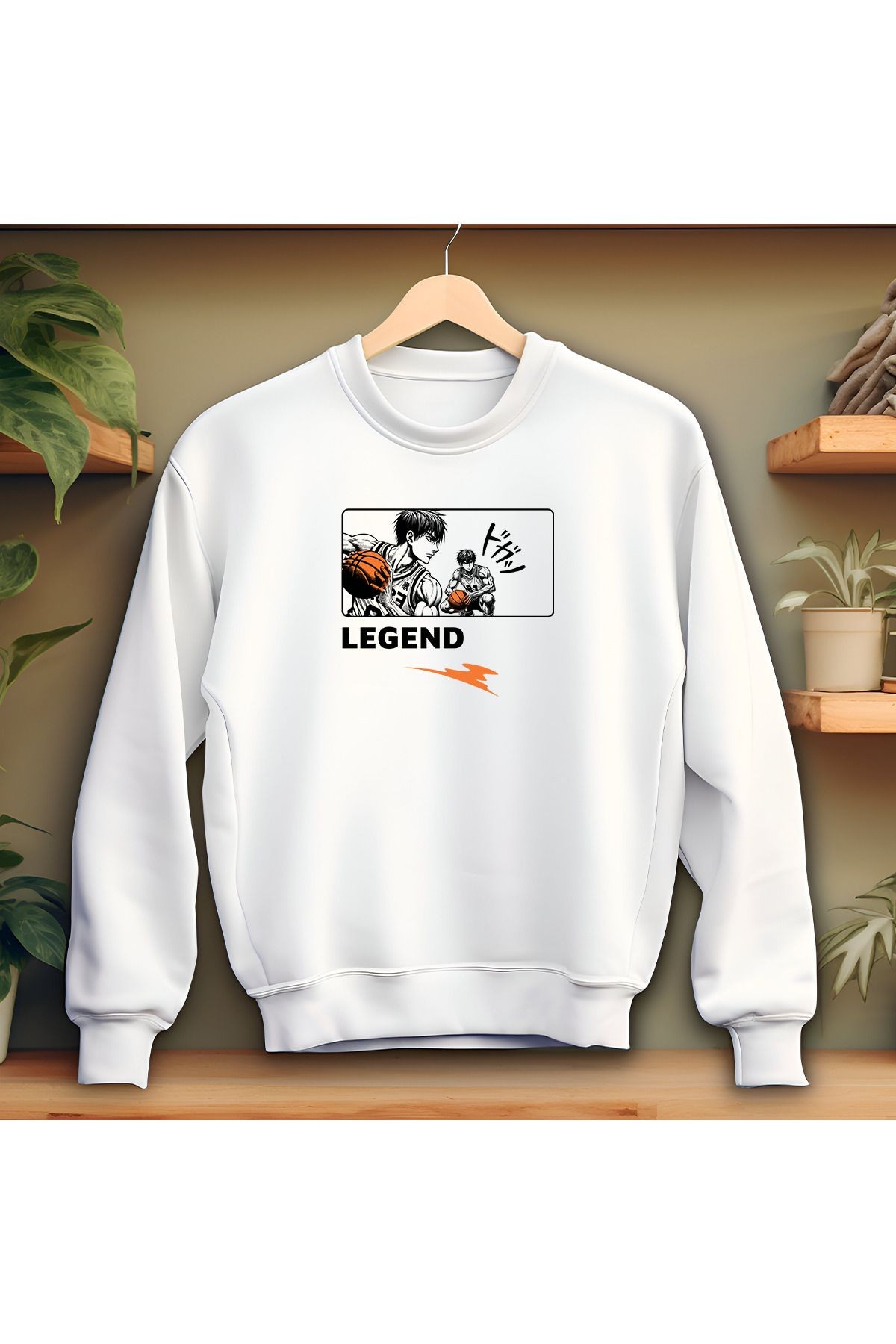 Legend Baskılı Kırmızı Bisiklet Yaka Sweatshirt Kalın Kumaş 3 İplik