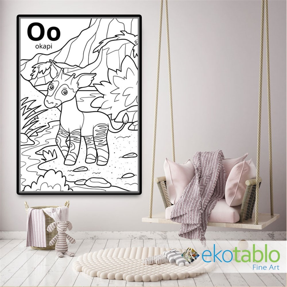 O for Okapi Boyama Kanvas Tablo