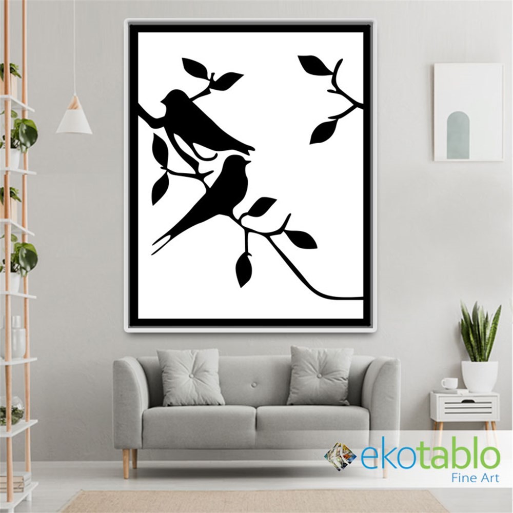 Daldaki Muhabbet Kuşları Kanvas Tablo image