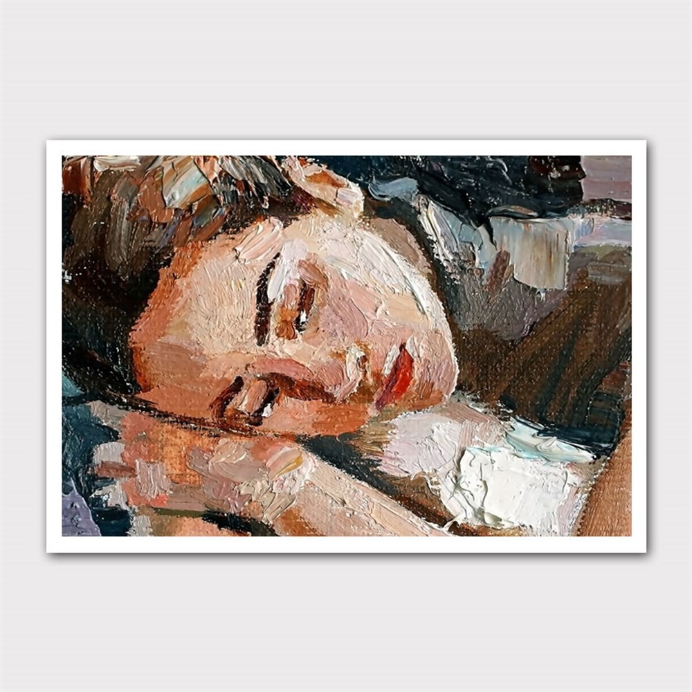 Yağlı Boya Görünümlü Uyuklayan Kadın Kanvas Tablo