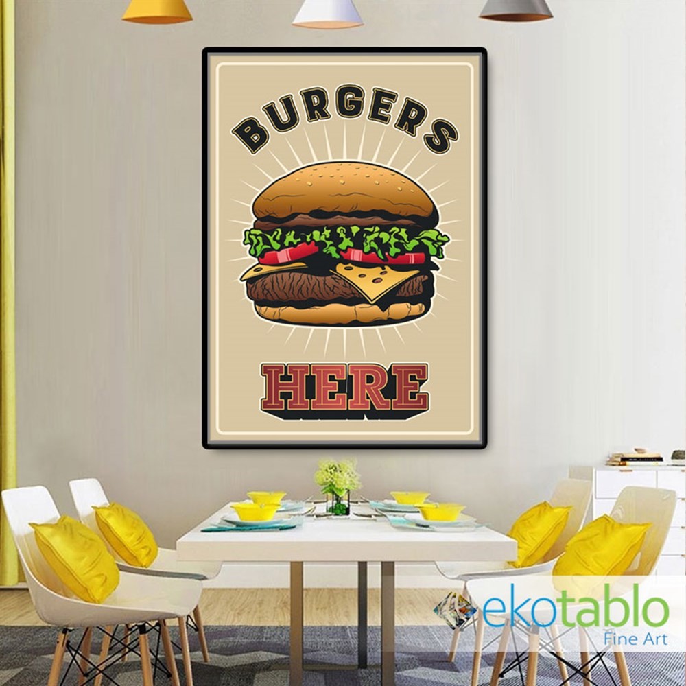 Burgers Here Kanvas Tablo main variant image