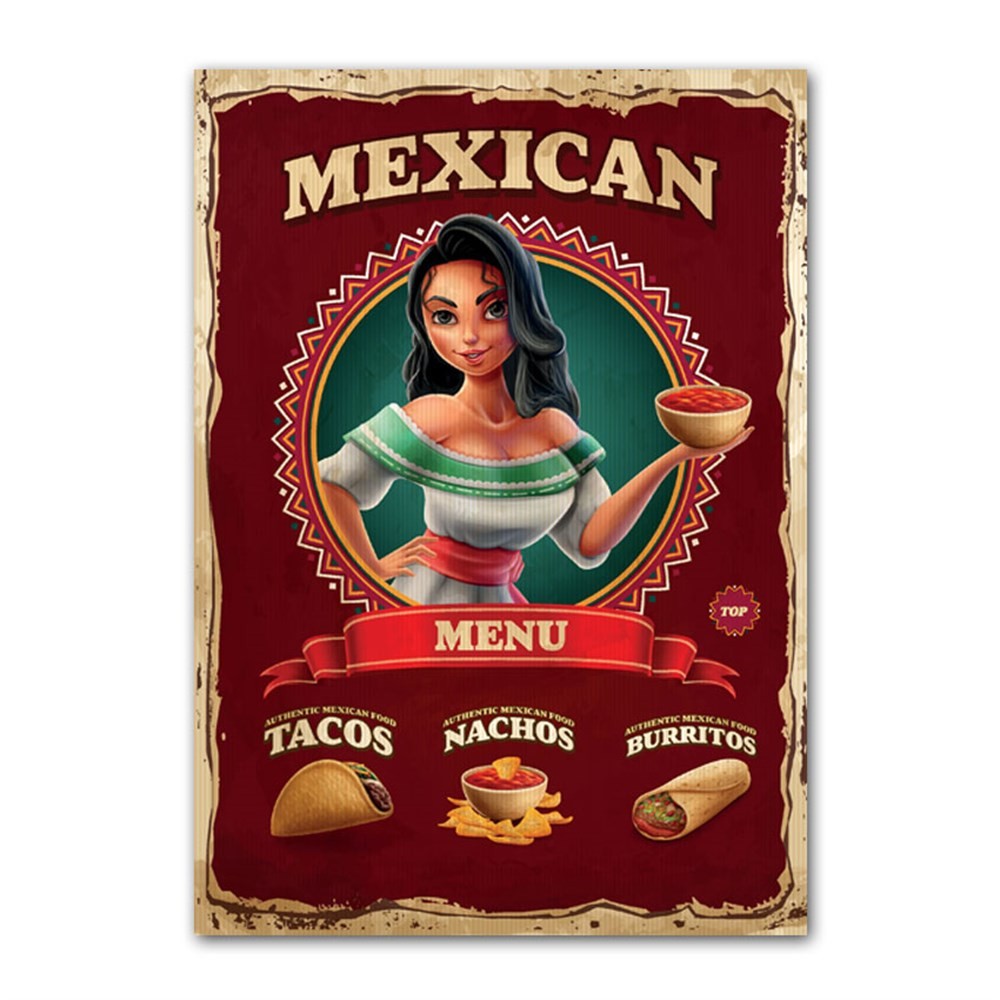 Retro Mexican Restaurant Kanvas Tablo
