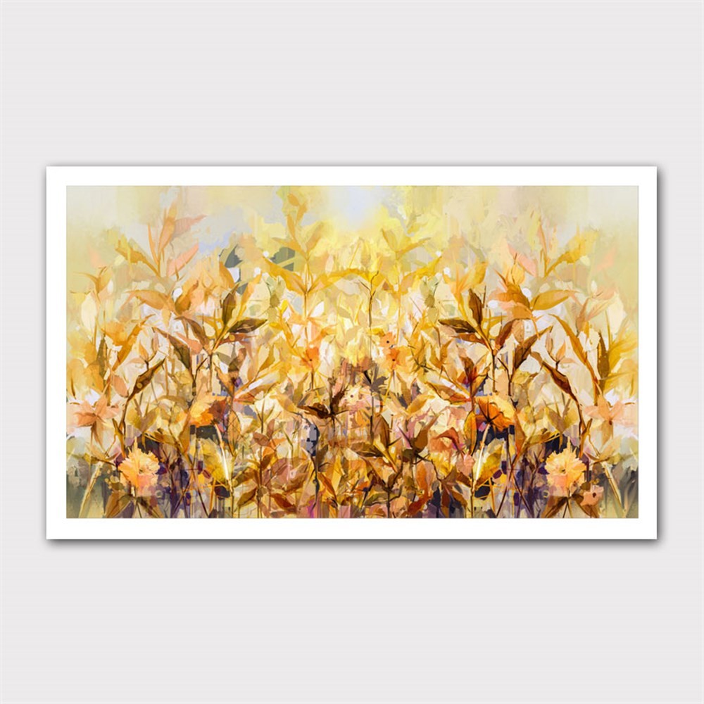 Güneş ve Turuncu Çiçekler Abstract Kanvas Tablo