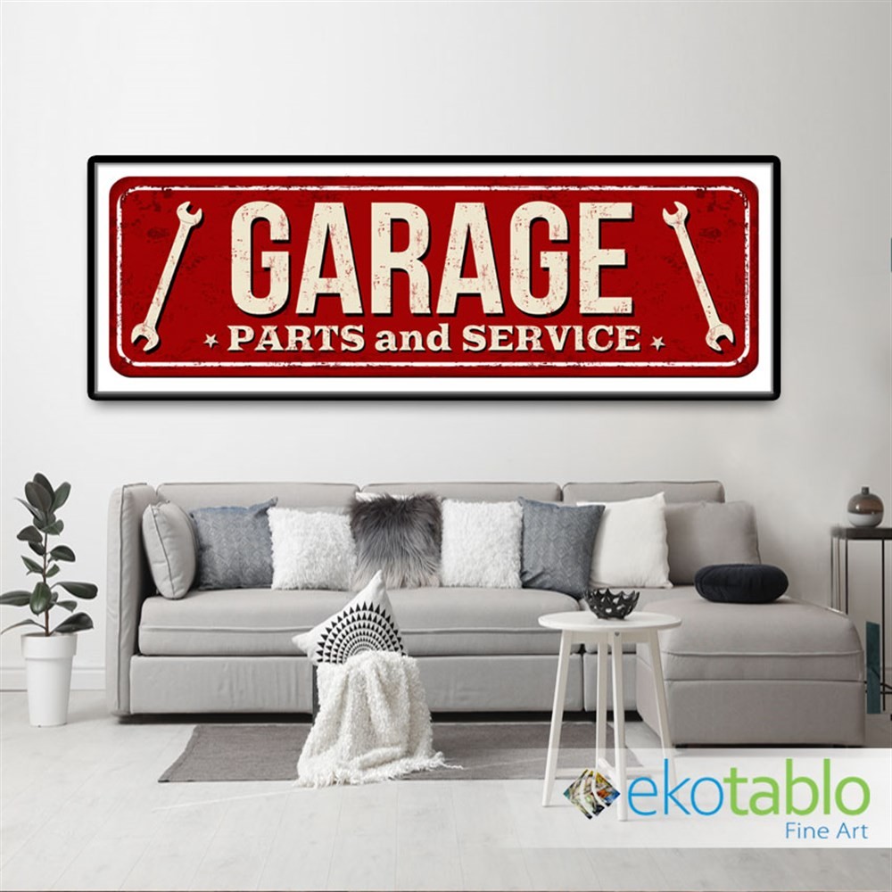 Garage Parts And Service Retro Kanvas Tablo