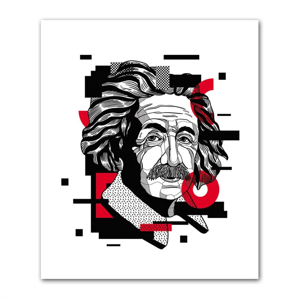 Kübik Einstein Portresi Kanvas Tablo