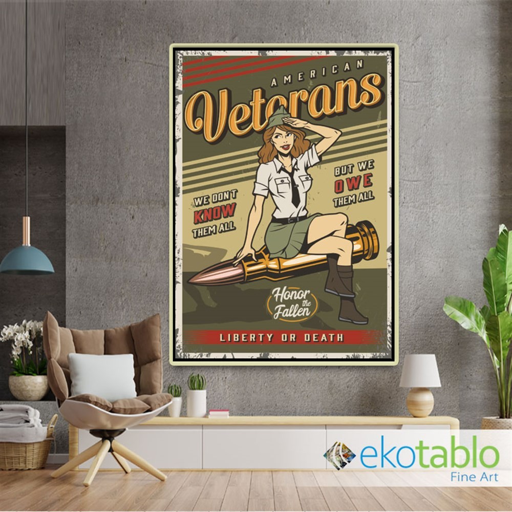 Americans Veterans Retro Kanvas Tablo main variant image