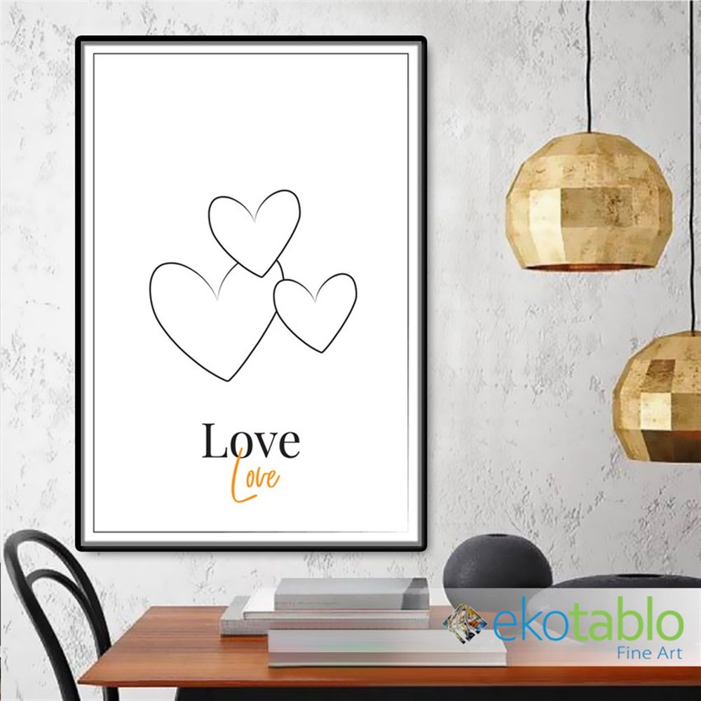 Love Beyaz Kalpler Kanvas Tablo main variant image