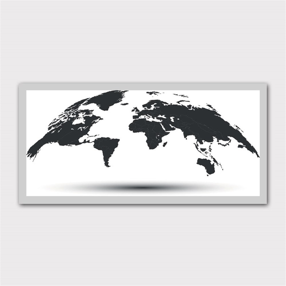 Yarım Küre Dünya Haritası Kanvas Tablo