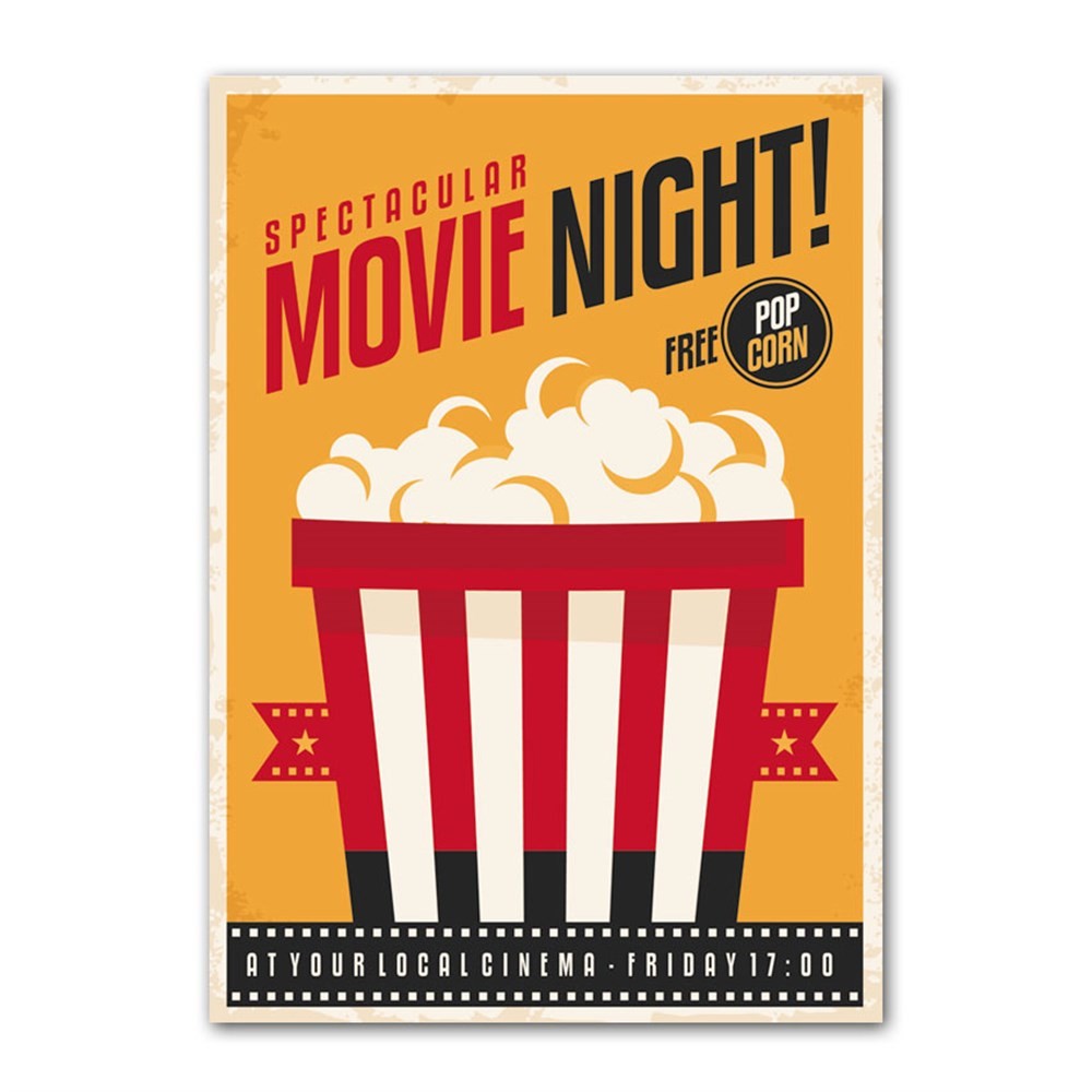 Movie Night Retro Kanvas Tablo