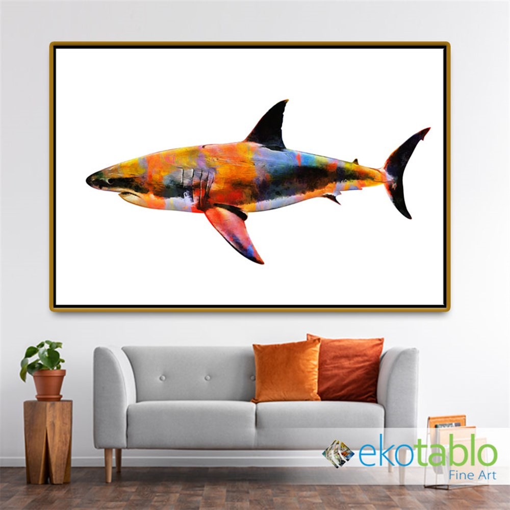 Renkli Köpekbalığı Kanvas Tablo