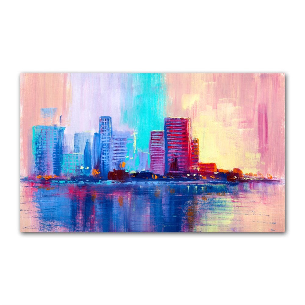 Deniz Şehir ve Renk Fonları Kanvas Tablo