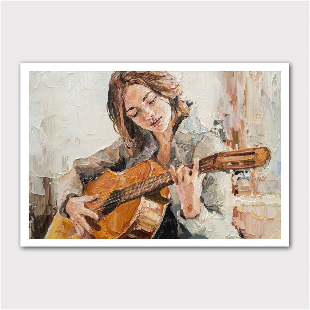 Gitar Çalan Kız Kanvas Tablo