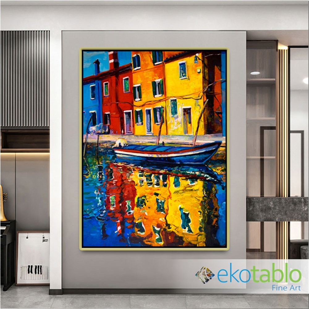 Venedik'te Renkli Binalar Kanvas Tablo
