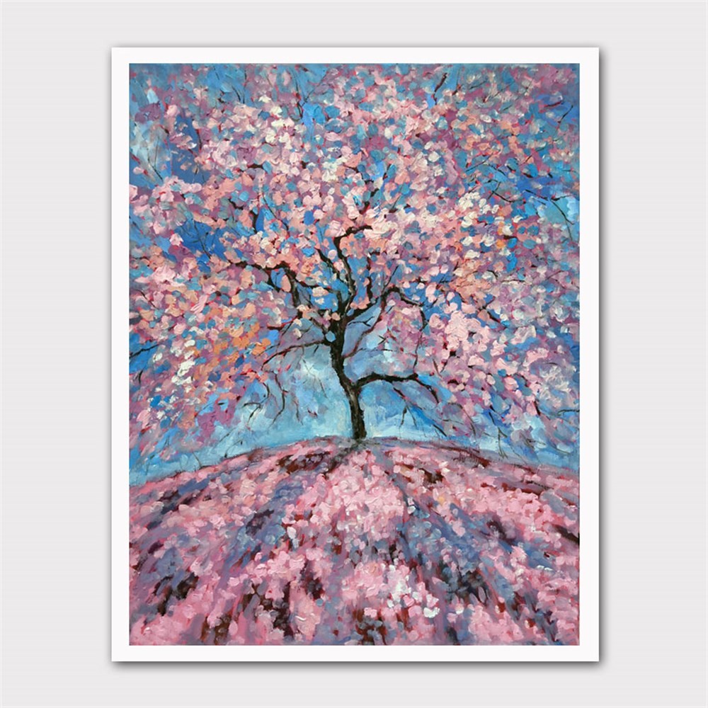 Pembe Çiçekli Ağaç Kanvas Tablo