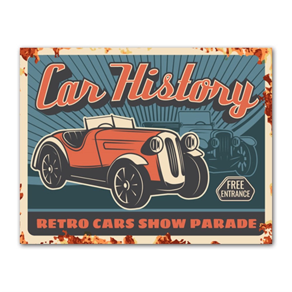 Car History Retro Kanvas Tablo