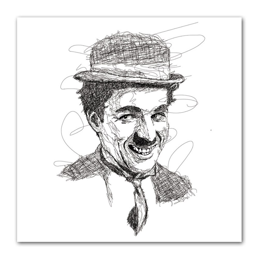 Kara Kalem Charlie Chaplin Kanvas Tablo