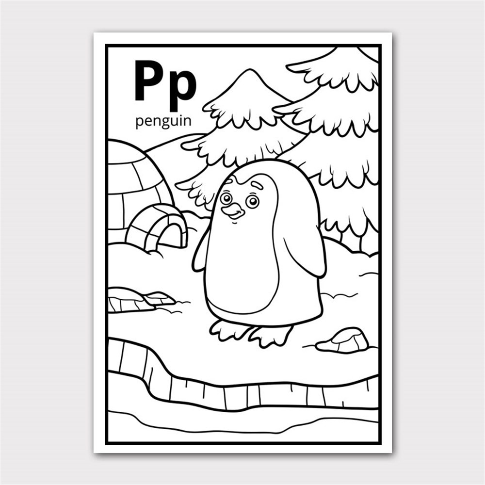 P for Penguin Boyama Kanvas Tablo