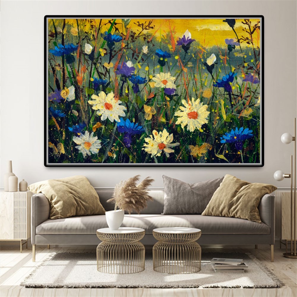 Çiçek Tarlasında Günbatımı Kanvas Tablo main variant image