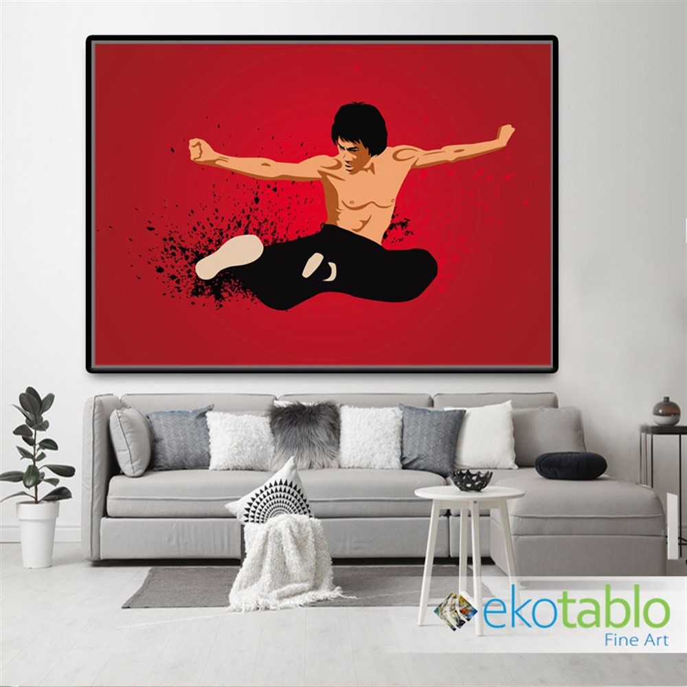 Bruce Lee Uçan Tekme Kanvas Tablo image