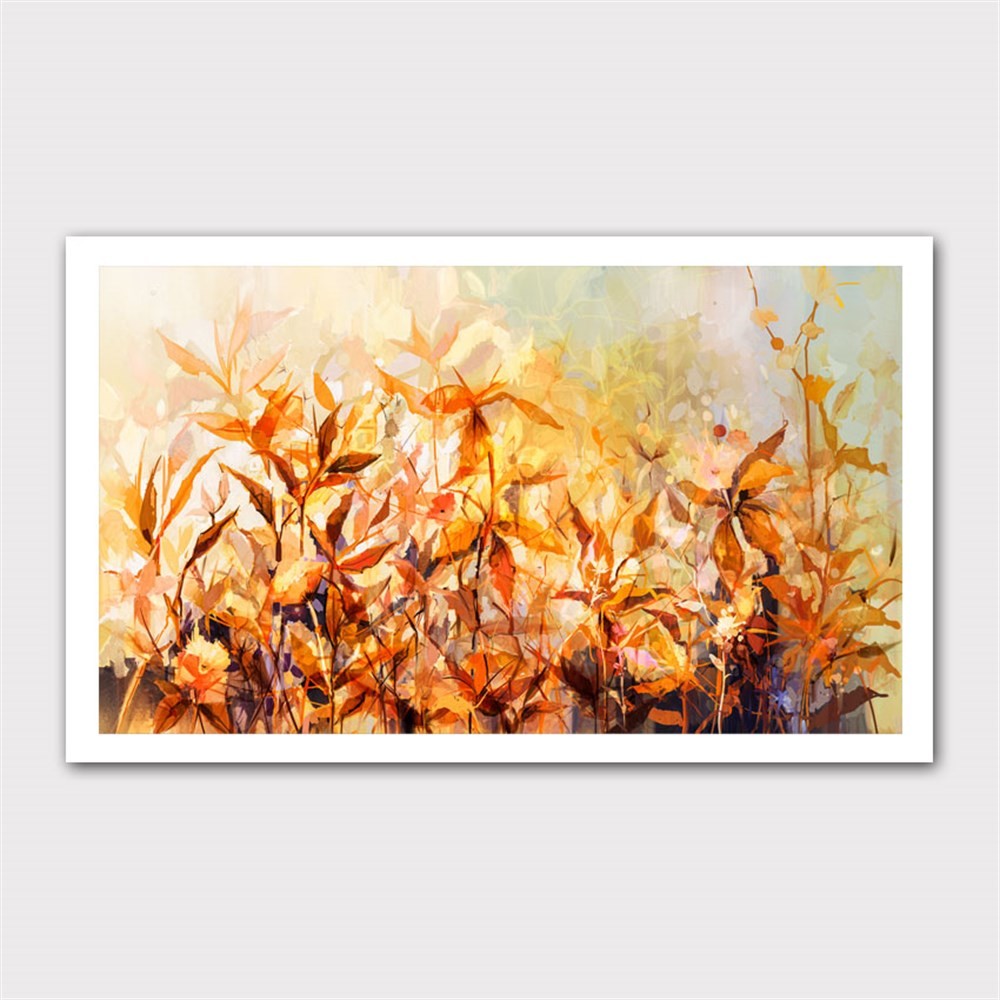 Güneş Altında Turuncu Çiçekler Abstract Kanvas Tablo