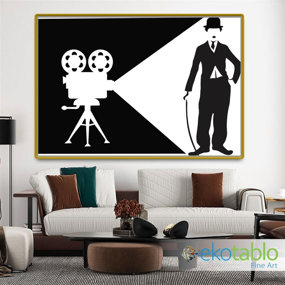 Chaplin Siyah Beyaz Kanvas Tablo
