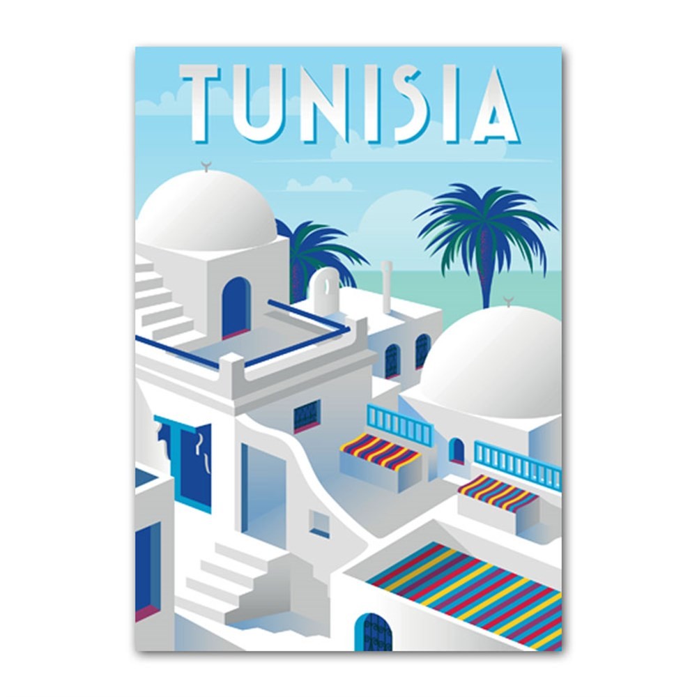Tunisia Houses Retro Kanvas Tablo