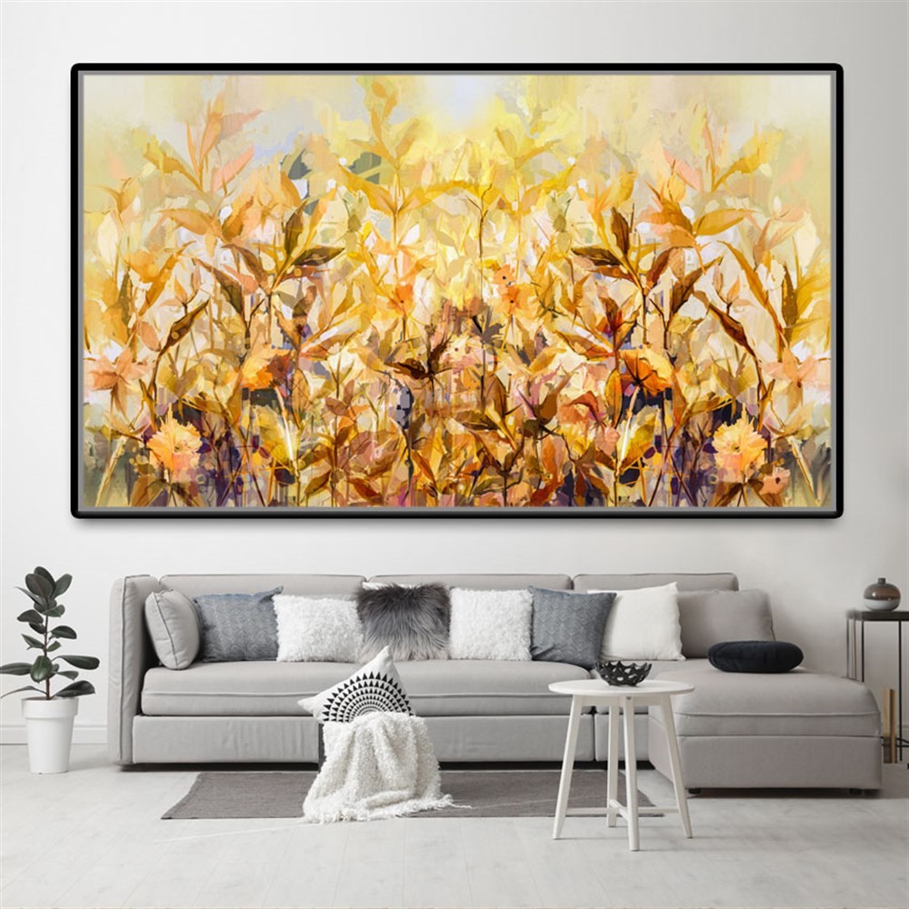Güneş ve Turuncu Çiçekler Abstract Kanvas Tablo main variant image