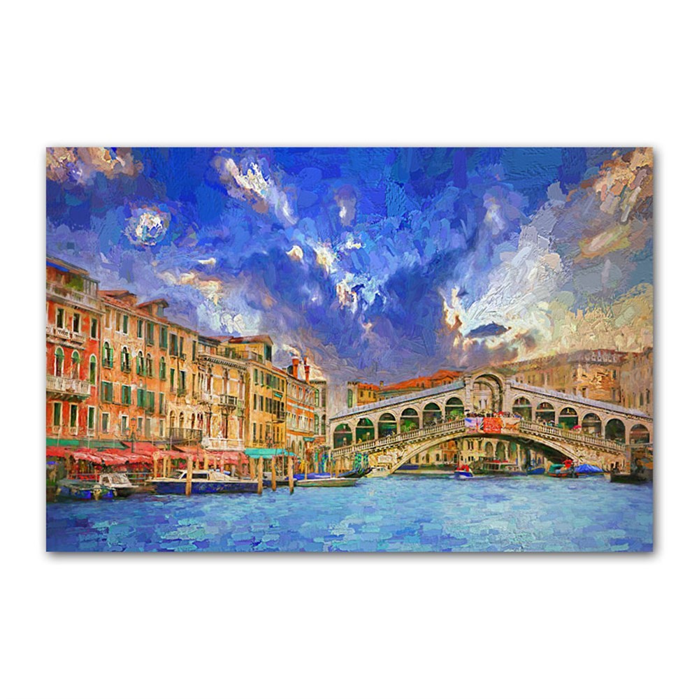 Venedik Kanal ve Köprü Kanvas Tablo