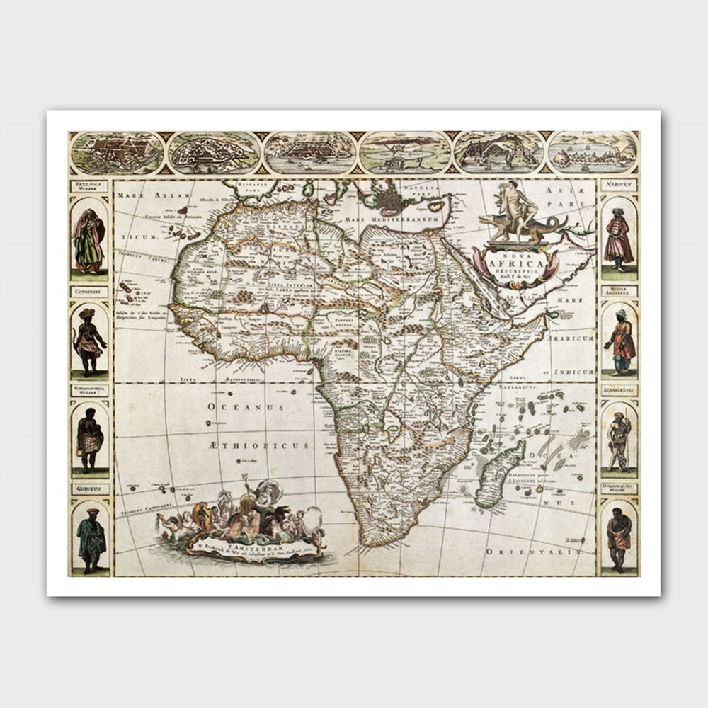 Dekoratif Afrika Haritası Kanvas Tablo