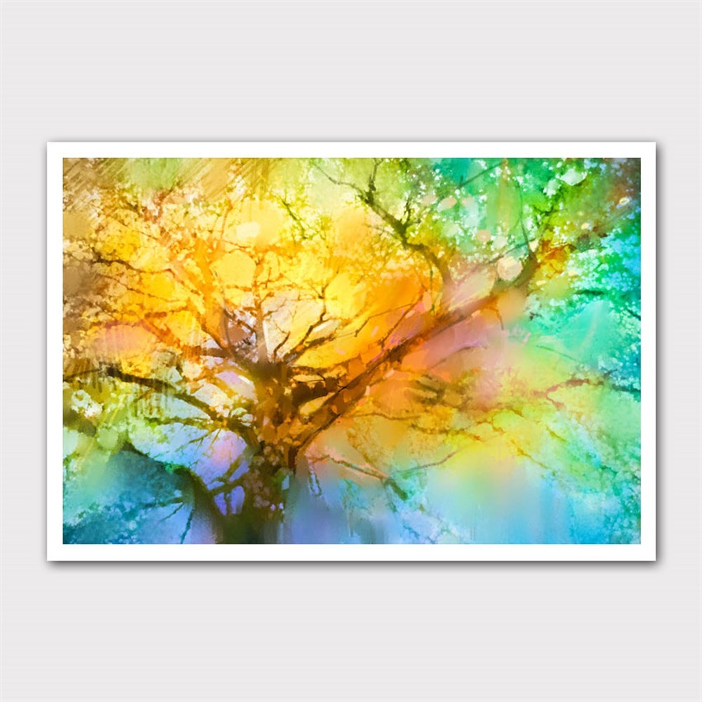 Doğa Renkli Ağaç Kanvas Tablo
