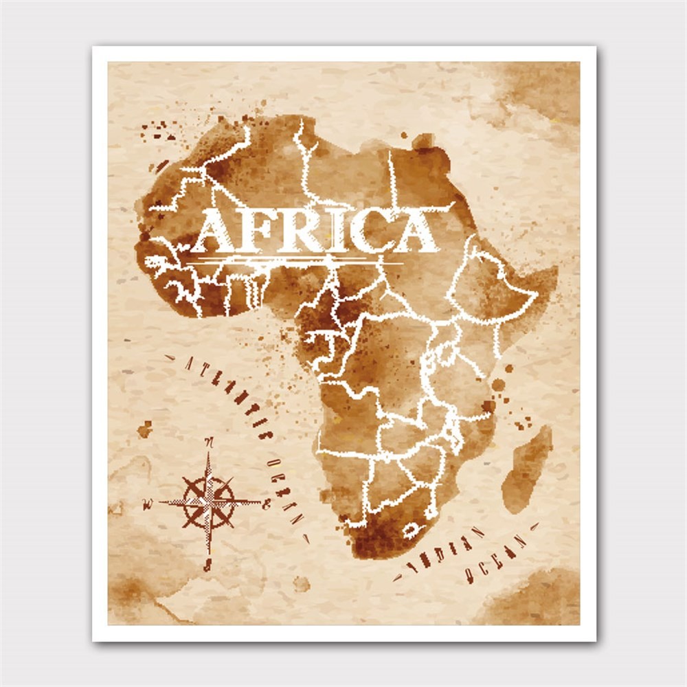 Sınırlandırılmış Afrika Haritası Kanvas Tablo